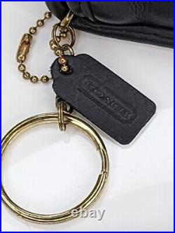 Vintage Coach Black Leather Mini Station Bag Key Fob EUC