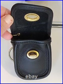 Vintage Coach Black Leather Mini Station Bag Key Fob EUC