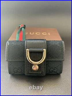 Vintage Gucci Logo GG Black Key Keychain Wallet With Box