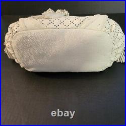 Vintage LOCKHEART Ivory Perforated Leather Kisslock Handbag