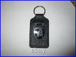 Vintage Lamborghini Black Leather Key Chain Ring Fob Miura Islero Countach 1960s