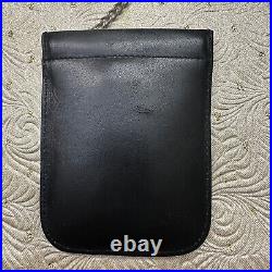 Vintage Porsche Stuttgart Key Chain Pouch Case Black Leather EUC