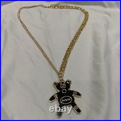 Vintage Prada Bear Keychain Upcycled Necklace Rolo Chain Necklace Black