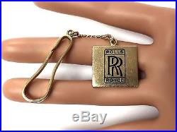 Vintage Rolls Royce Solid 14K Gold & Black Enamel Keychain/Key Ring/Key Holder