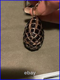 Vintage ST JOHN KEY CHAIN Egg Shape Black SWAROVSKI Crystals