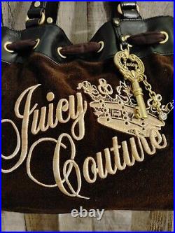 Vintage Y2K Juicy Couture Brown Black Velour Shoulder Bag Purse Handbag