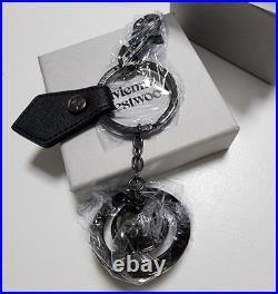 Vivienne Westwood Saffiano 3D ORB Gunmetal Keyring Black