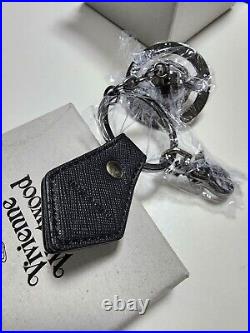 Vivienne Westwood Saffiano 3D ORB Gunmetal Keyring Black