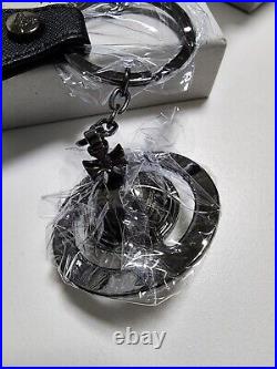 Vivienne Westwood Saffiano 3D ORB Gunmetal Keyring Black