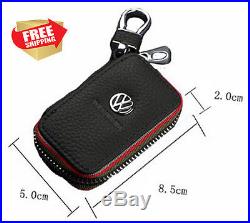 Volkswagen Premium Leather Car Key Chain Holder Zipper Case Remote Wallet
