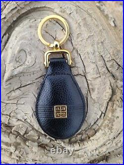 Vtg 1990s Givenchy Black Leather Key Chain Car Keychain Malaysia Airlines Gift