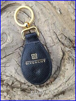 Vtg 1990s Givenchy Black Leather Key Chain Car Keychain Malaysia Airlines Gift