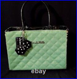 Women's Green Quilted Vinyl Lux De Ville Discontinued Large Purse Bag NWT CUTE