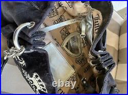 Y2K Juicy Couture Chain Black Velour Leather Hobo Bag with Keychains